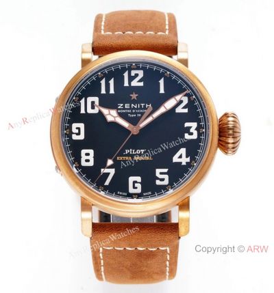 Swiss Replica Zenith Pilot Type 20 Extra Special Watch 45mm Bronze Case Black Dial